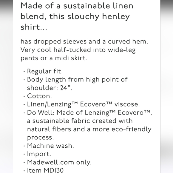 Madewell Linen-Blend Henley Slouch Shirt - Picture 10 of 10